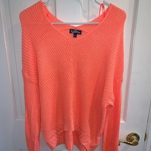 Wide Neck Bright Peach Sweater